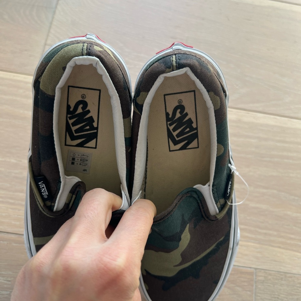 Vans Kids Green and Brown Camo Slip-On Sneakers - Picture 2 of 4